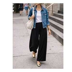 Bob Mackie Wearable Art Black Wide Leg Pants Elastic Waist XXSP